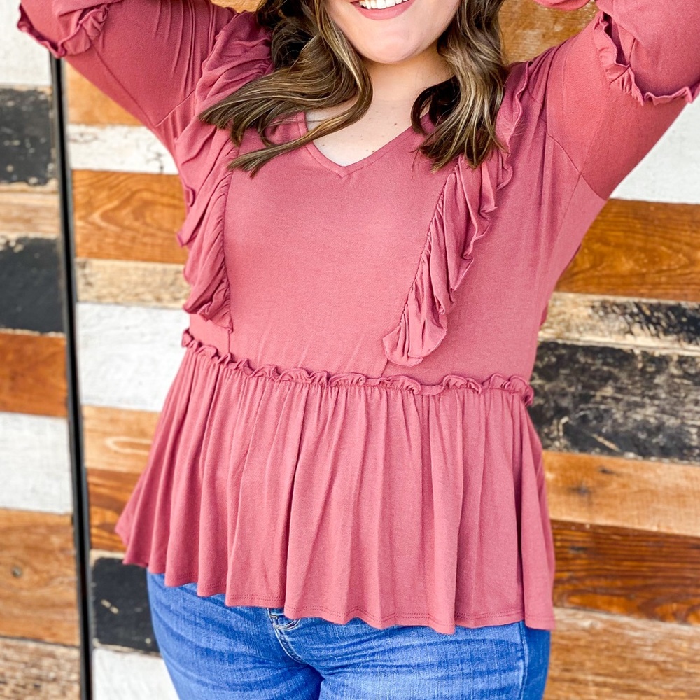 Mauve Ruffle Blouse